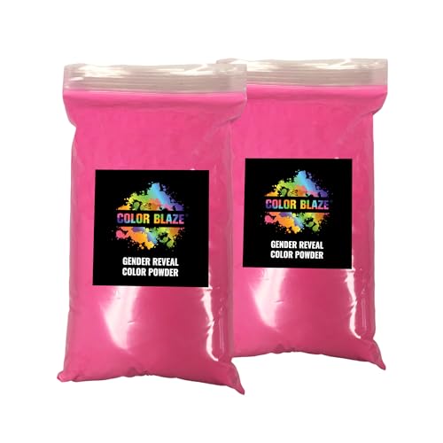 Color Blaze Pink Baby Gender Reveal Powder - 2 Pounds of Pink Colored Powder for Girl - For Motorcycle Burnout Toss Photoshoot Party & Festival - Combo Pack of 2 Bags with 1 Pound - Pink