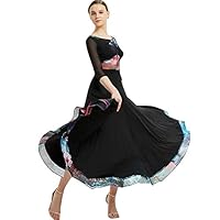 Amazon.co.jp: LNIGHT 社交ダンスドレス モダンダンス 花柄 7分袖