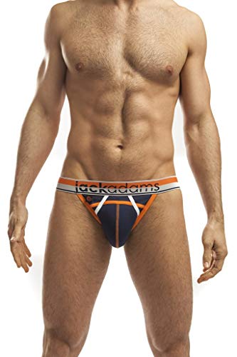 Jack Adams Men's Cross Train Jockstrap, Navy/Orange, Small