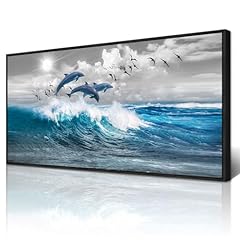 Blue Sea Dolphins Black Framed