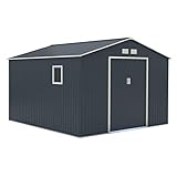 X-Metal Abri de Jardin en Acier Galvanisé 13m² | Anthracite avec Kit d'ancrage | Hautes Parois 175cm, Fenêtre latérale | Abri à Outils Abri de Rangement Extérieur