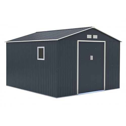 X-Metal Abri de Jardin en Acier Galvanisé 13m² | Anthracite avec Kit d'ancrage | Hautes Parois 175cm, Fenêtre latérale | Abri à Outils Abri de Rangement Extérieur