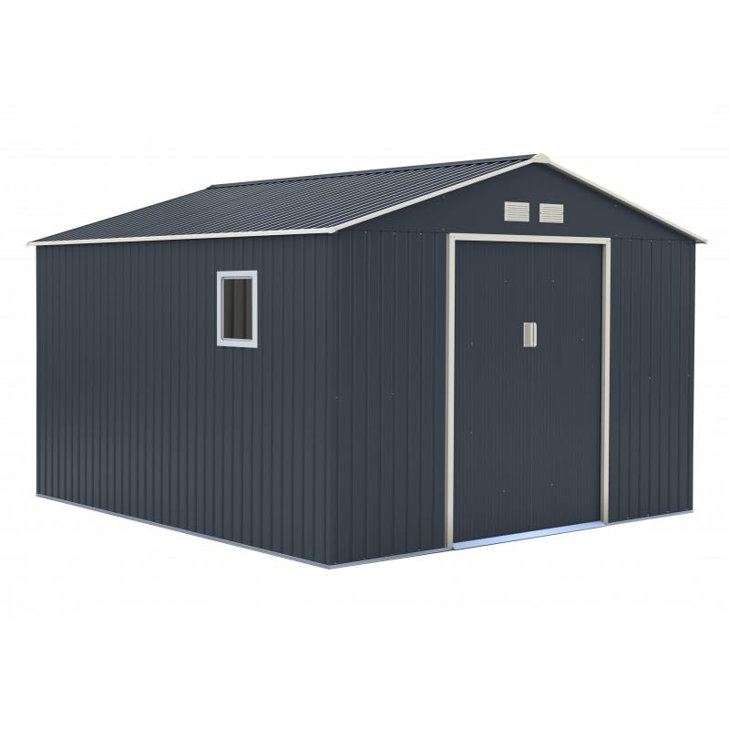 X-Metal Abri de Jardin en Acier Galvanisé 13m² | Anthracite avec Kit d'ancrage | Hautes Parois 175cm, Fenêtre latérale | Abri à Outils Abri de Rangement...