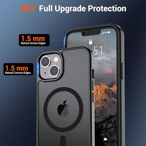 Image of iPhone 15 Magsafe Hard Back Case | Matte Design & 360 Protection | Military-Grade Apple iPhone 15 Cover | Strong Magnet Back - Black