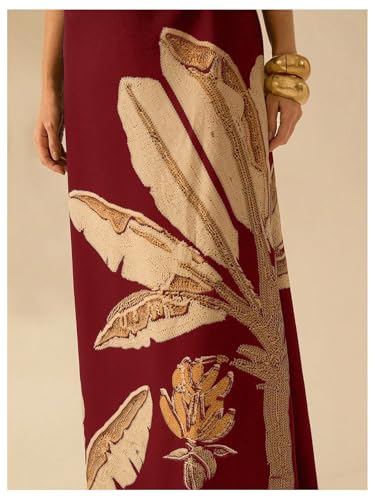 Image of SOLY HUX Women's Summer Maxi Dress Boho Print Tie Shoulder Spaghetti Strap Cut Out Tie Back Cami Dresses Sundress