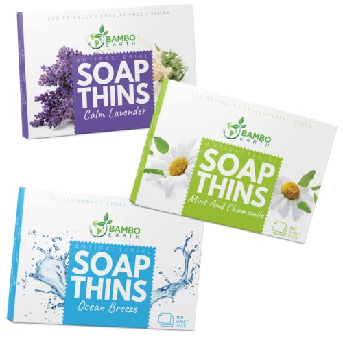 BAMBOEARTH Antibacterial Paper Soap Sheets For Hand Washing 300 Pcs