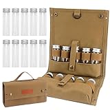 Hapivida Tragbarer Gewürzbeutel, Camping Gewürz Kit mit 10 Gläser Faltbarer Leinwand Gewürztaschen Aufbewahrungsbeutel Organizer Gewürzbehälter für Reisen Outdoor Camping BBQ (Khaki)