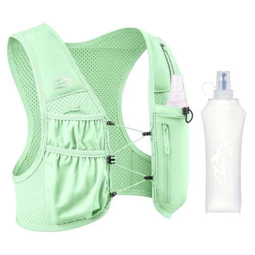 Zelvot Running Vest for Women Men, USA Original Patent, Adjustable Chest Straps Running Hydration Vest with 500ml Soft Flask, Lightweight Reflective Hydration Backpack for Marathon
