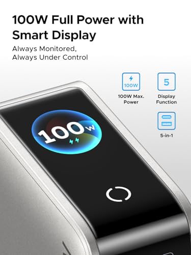 Image of UGREEN Nexode Pro 100W GaN USB C Charger, 5-Port Fast Type-C Wall Charger Block with Smart Display Compatible with MacBook Pro /Air, iPhone 17 /16 Series, Galaxy, iPad Pro, Steam Deck