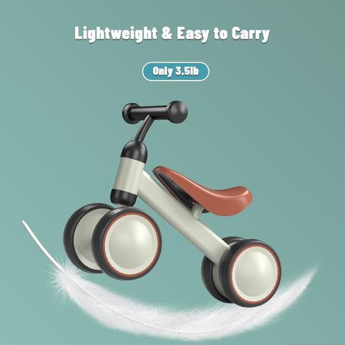 Image of SIMATE Balance Bike Toys for 1 Year Old Boys Girls, 12-24 Month Toddler Ride on Toys, 4 Silent Wheels & Soft Seat, First Birthday Gifts for Baby Girls Boys
