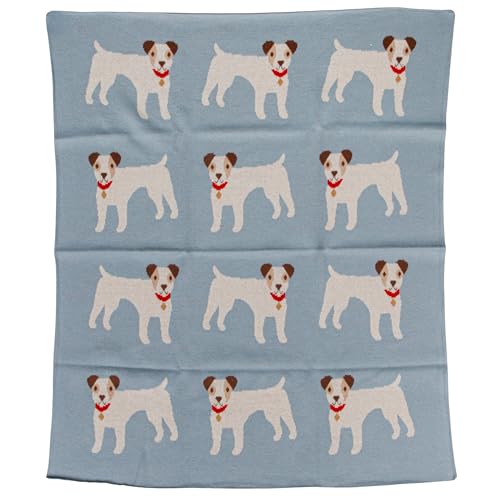 Image of Creative Co-Op Cotton Knit Baby Blanket with Terrior Dogs, 40 inch L x 32 inch W