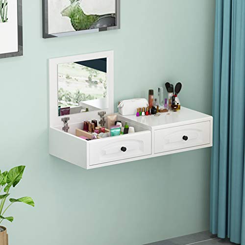 Mesa de pared con espejo compacta para falta de espacio en dormitorios 7