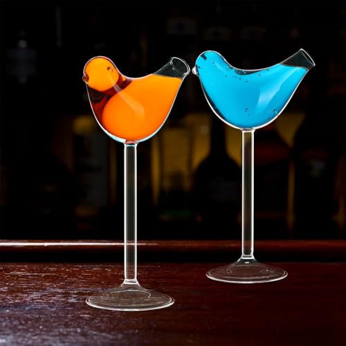 Copas de cóctel transparentes Tofficu de cristal con diseño de pájaro para fiestas 6