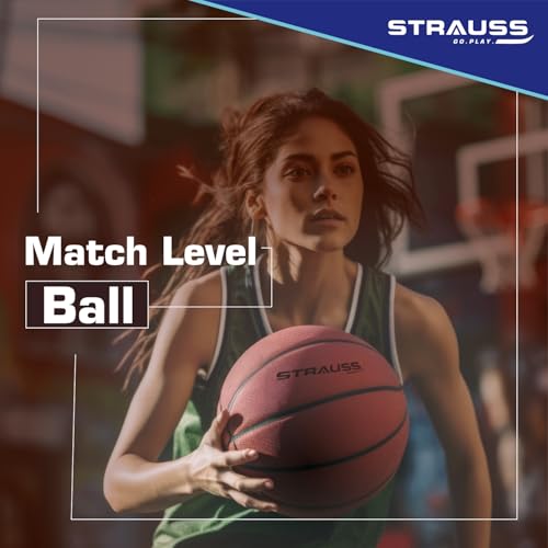 STRAUSS Official Basketball Size 7 |Professional Match Ball for Indoor & Outdoor Games & Training | Ideal for Kids & Adults | Ideal for Basketball Enthusiasts and Athletes | Suitable for All Surfaces