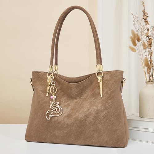Image of FOXLOVER Soft Genuine Leather Medium Purses for Women Tote Bag Handbags with Top-handles Shoulder Satchel Purse