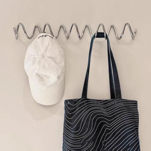 FWEHIO Wall Mounted Electroplated Silver Wave Shaped Coat Hook, Hanging