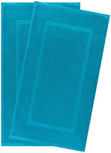 900 GSM Machine Washable 20x34 Inches 2-Pack Banded Bath Mats, Luxury Hotel and Spa Quality, 100% Ring Spun Genuine Cotton, Maximum Softness and Absorbency by United Home Textile, Aqua Ocean