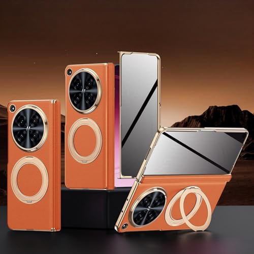 Hülle für Find N6 Handyhülle + Rotating Stand + Hinge + Wireless Charge + Privacy Film,Leder Bumper Hülle für Oppo Find N6(7)