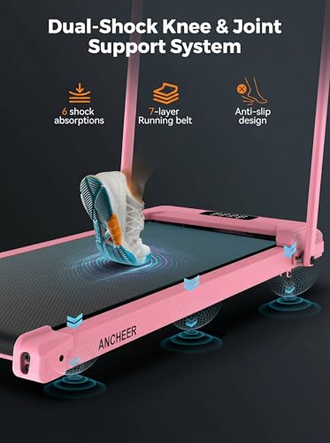 Image of ANCHEER Treadmill with 12% /15% Incline, Folding Walking Pad with Handle Bar, 320-450lb Capacity Under Desk Foldable 3.5HP Treadmills for Home /Office /Gym,Installation-Free
