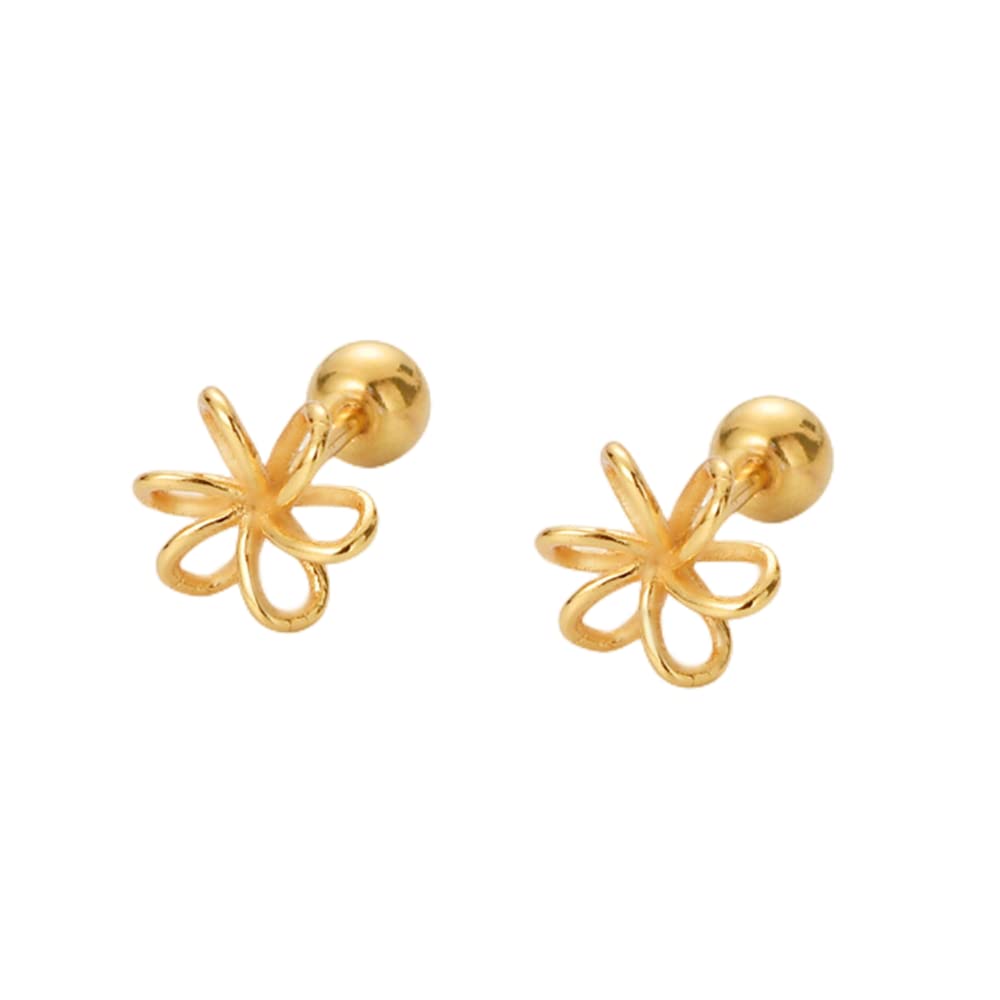 18G Tiny Filigree Flower Stud Cartilage Earrings for Women Girls 925 Sterling Silver Minimalist Cute 3mm Ball Back Barbell Studs Sleeper Tragus Post
