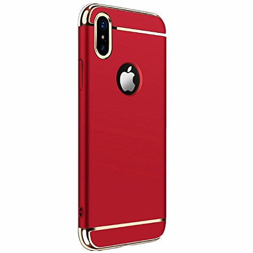 Case Compatible with iPhone X XS MAX Case Rugged PC Back Cover Case 3 in 1 Shockproof Anti-Drop Phone Case Cover for iPhone X Case Women Men (X, red)