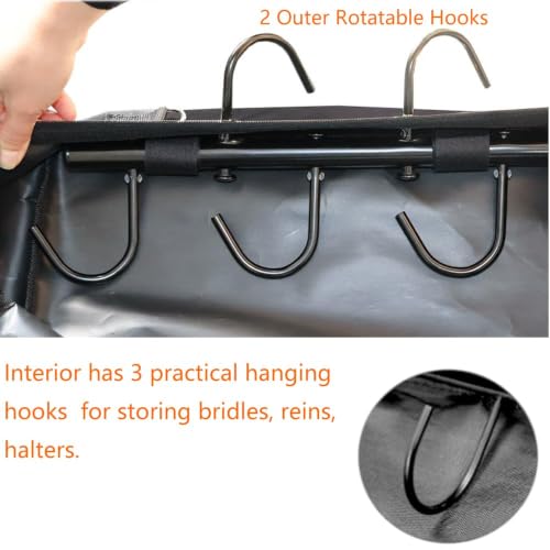 Bolsa de brida impermeable negra con ganchos para guardar arneses de caballo 4