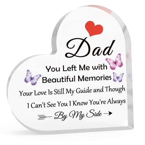Loss of Dad Memorial Gift Bereavement Gift for Loss of Dad Acrylic Heart-Shaped Keepsake In Memory of Dad Gift Sympathy Gift for Loss Loved Acrylic Heart Plaque Condolence Memorial Gift for Women Men