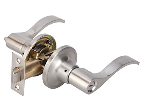 TMC Bed/Bath Room Tustin Door Handle Lever with Traditional Wave Design for Home Bedroom or Bathroom Privacy in Brushed Nickel Finish, TL001-SN-BK-1P