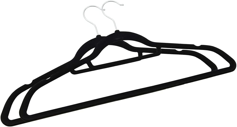 Velvet Clothes Hangers 20 Pack, Non-Slip Suit Hangers with 360-Degree Swivel Hook, Slim Space Saving Garment Hangers for Closet Organization, Black