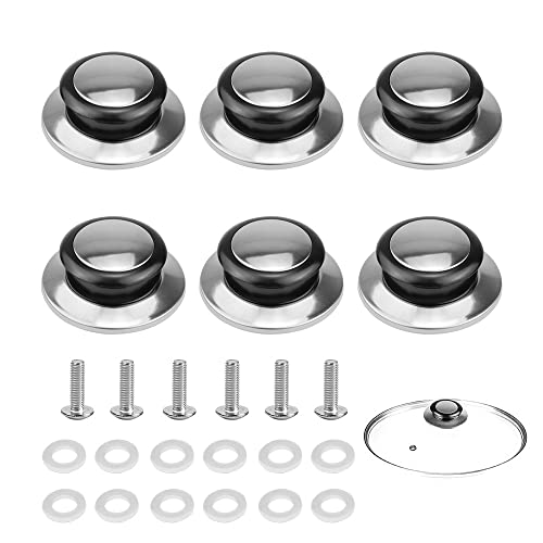 ZJRung 6 Pièces Boutons de Couvercle de Casserole de Pot en Acier Inoxydable Universelle Poignée avec Vis pour Couvercle de Casserole