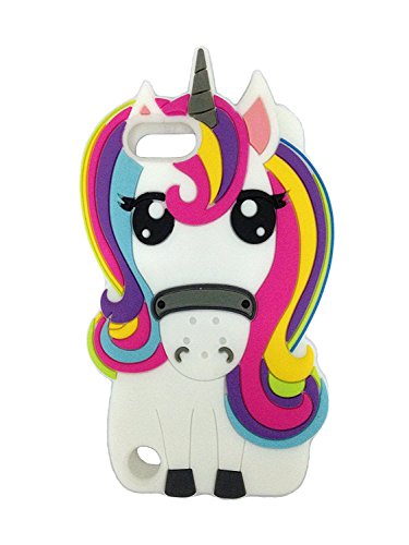 Cute 3D Cartoon Lovely Animal Design Soft Silicone Back Case Cover for Apple iPod Touch 5 5th Generation (Rainbow Unicorn)