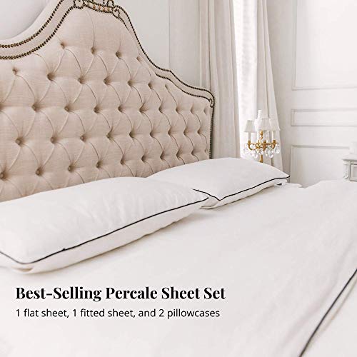 Thomas Lee 500 Thread-Count Percale, Us-Grown Pima Cotton, Classic Ivory, Bed Sheets & Pillowcases Set - Ivory King Sheet Set For Bed #TOP4