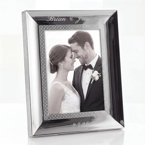 Waterford Personalized Lismore Diamond Silver 5x7 Picture Frame Custom Engraved 5x7 Frame for Wedding Anniversary Baby Family Photos