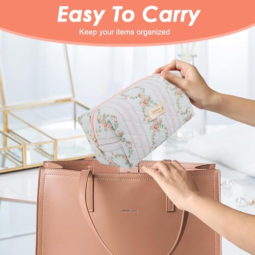 Image of MAYCREATE Makeup Pouch Bag Travel Cosmetic Bag for Women Girls, Floral Prints Make Up Toiletry Pouch for Women, Zipper Portable Travel Cloth Storage Organizer