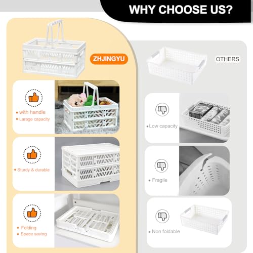 Image of 20 L Collapsible Shopping Basket, plastic basket, Basket with Handle, M (White)