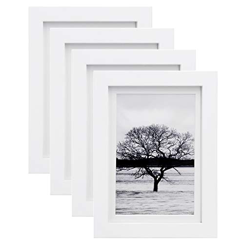 Egofine 5x7 Picture Frames 4 PCS - Made of Solid Wood HD Plexiglass