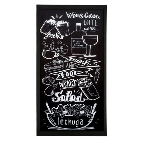 MG Design Tableau noir 50 x 100 cm – Ardoise robuste avec cadre en bois Noir, surface effaçable pour la maison, les bars et les écoles