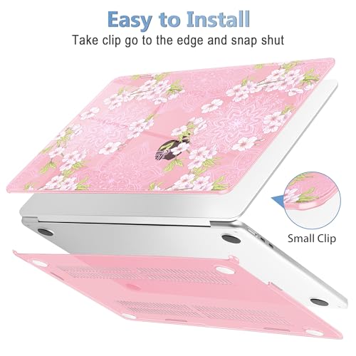 Image of Mektron Case for 2026 MacBook Air 13-inch M5 Laptop A3449 with 13.6-inch Liquid Retina Display, 2025 2024 2022 M4 /M3 /M2 MacBook Air 13 inch Hard Shell Cover, Model A3240 A3113 A2681, Blossom Sakura-Pink