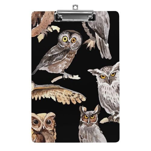 Porte-bloc A4 Hibou avec pince à profil bas et planchettes pour document