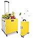 HUUG Chariots de Courses pour l'épicerie, Chariots Pliables avec Roues Robustes avec poignées réglables, Chariot de Rangement pour grimpeur d'escalier 45 l pour Chariot de Camping, Jaune-Ordinaire
