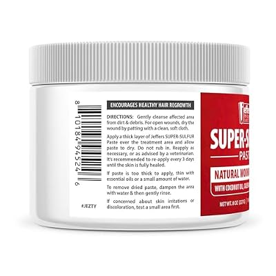 Jeffers Super Sulfur Natural Healing Paste for Dogs, Cats & Horses 8 oz Wound Care, Skin & Coat Support for Animals, Soothes Itching & Inflammation, Dry Rough Flaky Skin, Hot Spots, Paw, Hoof Care