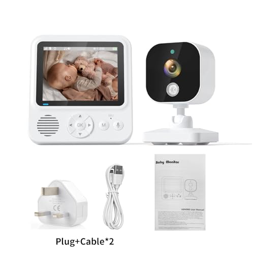 Monitor para niños con cámara, video HD 720P, visión nocturna, modo VOX, rango de 300 m, detección de temperatura, recordatorios de llanto y alimentación, función de canción de cuna