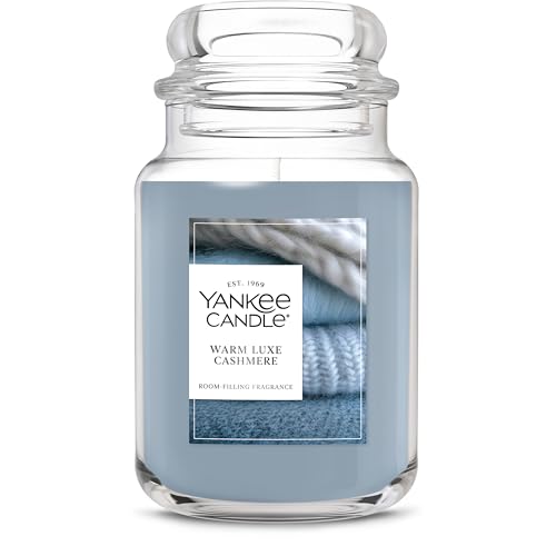 Yankee Candle Large Jar Scented Candle with up to 150 Hour Burn Time, Premium Plant Wax Blend for Consistent Burn, 22 oz Jar Candle with Room Filling Fragrance, Warm Luxe Cashmere