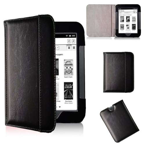 Funda para lector de libros electrónicos Barnes and Noble Nook Simple Touch de 6 pulgadas, funda de piel sintética para Nook 2 (BNRV300) Case/Nook 3(BNRV350) Ebook Case Nook 4 (BNRV500) Funda