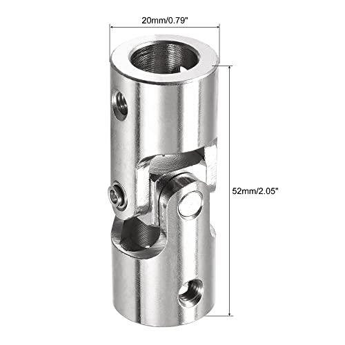sourcing map Drehbare Kreuzgelenk Wellenkupplung 12mm bis 12 mm Innendurchm. L52 x D20 mit Schrauben und Schraubenschlüssel für RC Modell