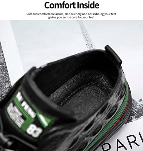 ZOOGEM Men's Crocodile Print Leather Casual Shoes Cowhide Crocodile Print Leather Shoes Non-Slip Casual Fashion Sneakers (Black-a,9)4