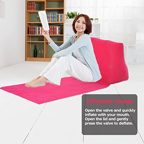 SOONHUA Inflatable Back Cushion Portable Beach Reclining Lounger Wedge Shape Lounger Cushion Beach Mat Foldable Waterproof Flocking Back-Rest Chair for Outdoor Camping - Image 3