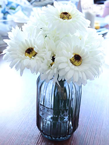 Lnhomy Daisy Artificial Flowers 14 Stems Silk Daisies Flower For Wedding Bouquet Living Room Office Party Diy Home Decoration, (White) #TOP3