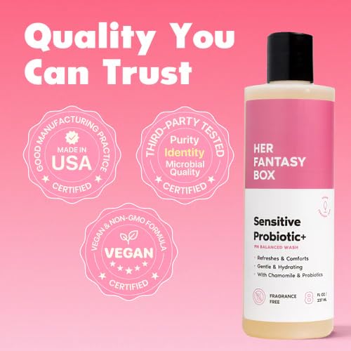 Her Fantasy Box | Sensitive Probiotic+ Gentle Cleanser – Fragrance-Free, pH Balanced Body Wash with Chamomile & Probiotic Lysates, Vegan & Cruelty Free, 8 oz - Image 6