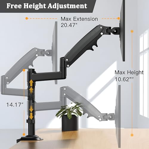 Image of SYGA NB H180 Dual Monitor Desk Mount, 22-27 Inches, 2-9 kg Load Capacity-Black